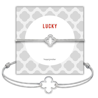 Armband mit Anhänger grau - 925 Sterling Silber Kleeblatt