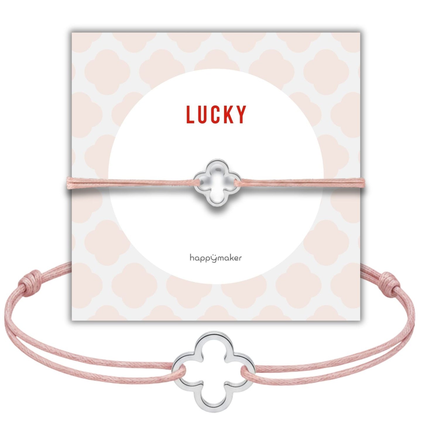 Armband mit Anhänger rosa - 925 Sterling Silber Kleeblatt