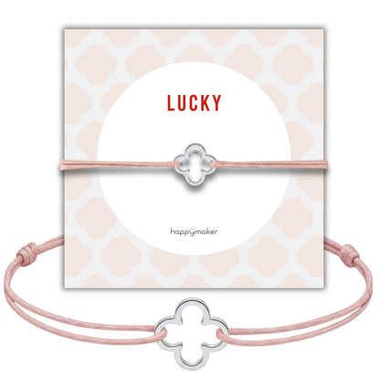 Armband mit Anhänger rosa - 925 Sterling Silber Kleeblatt