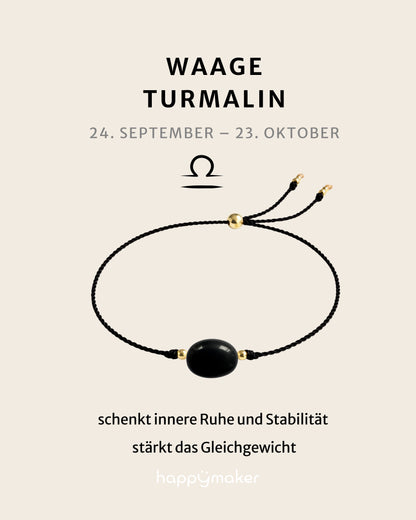 Geburtsstein Armband Oktober Waage mit echtem Turmalin