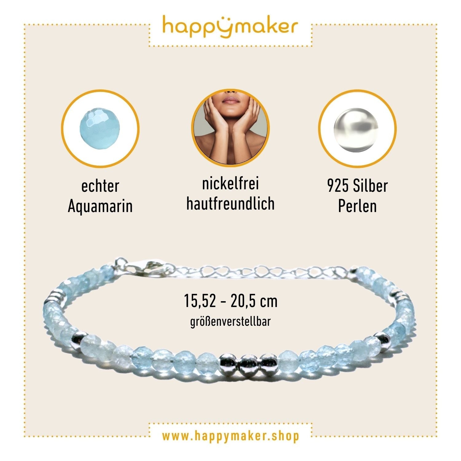 Aquamarin & Silber Armband - Weihnachtsgeschenk