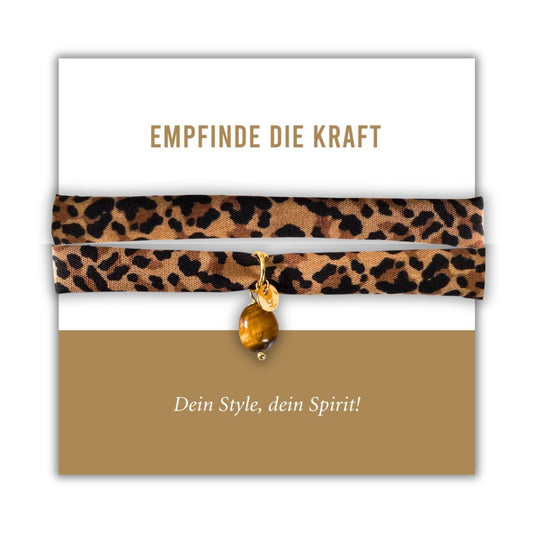 Wickelarmband und Halskette mit Leoparden Muster und Tigerauge